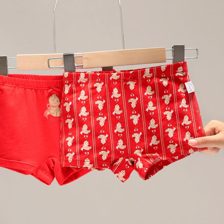 女童内裤2026新年平角儿童四角短裤小大童本命年不夹PP四角两条装