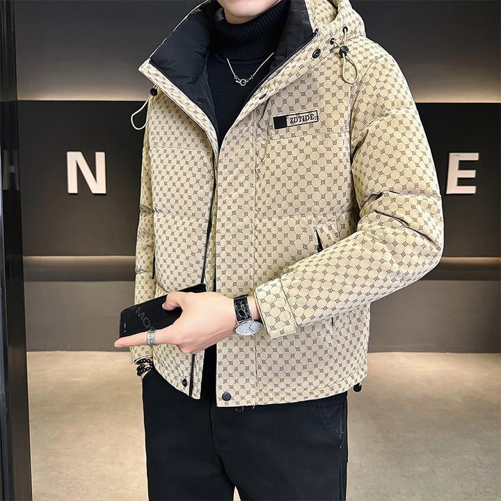 PONDEHEFOT普丹希斐冬季连帽羽绒服男潮牌短款加厚保暖冬天外套