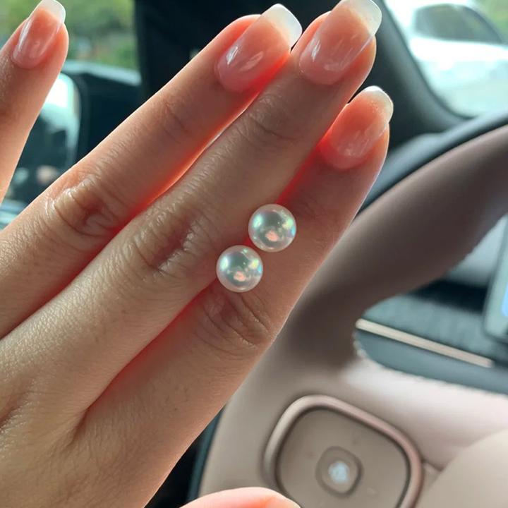 正宗珍珠耳钉天然极光淡水真珍珠耳钉正圆媲美海水akoya天女925银