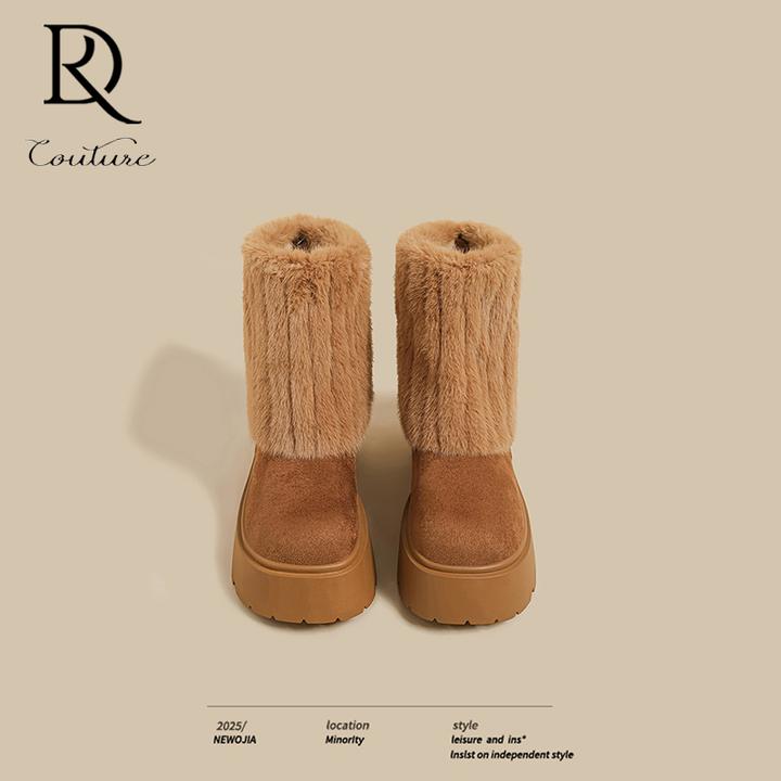 【DR专柜正品】2025冬季新款厚底雪地靴女黑色加绒加厚棉鞋增高靴