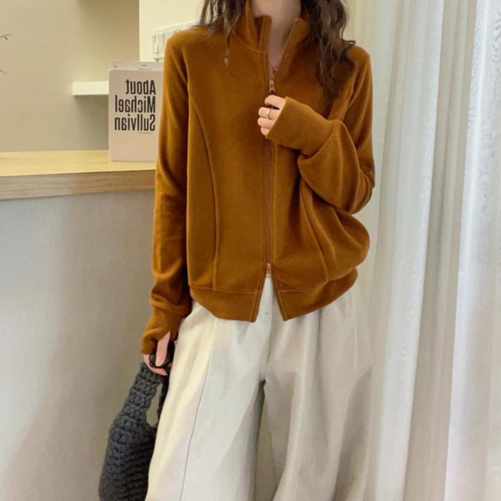 韩版时髦宽松复古拉链长袖开衫卫衣秋冬新款休闲德绒磨毛显瘦外套