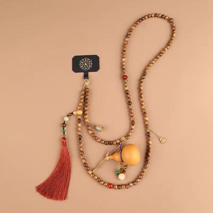 明星同款木质葫芦斜跨手机链新中式复古高级感禅意平安毛衣链女款