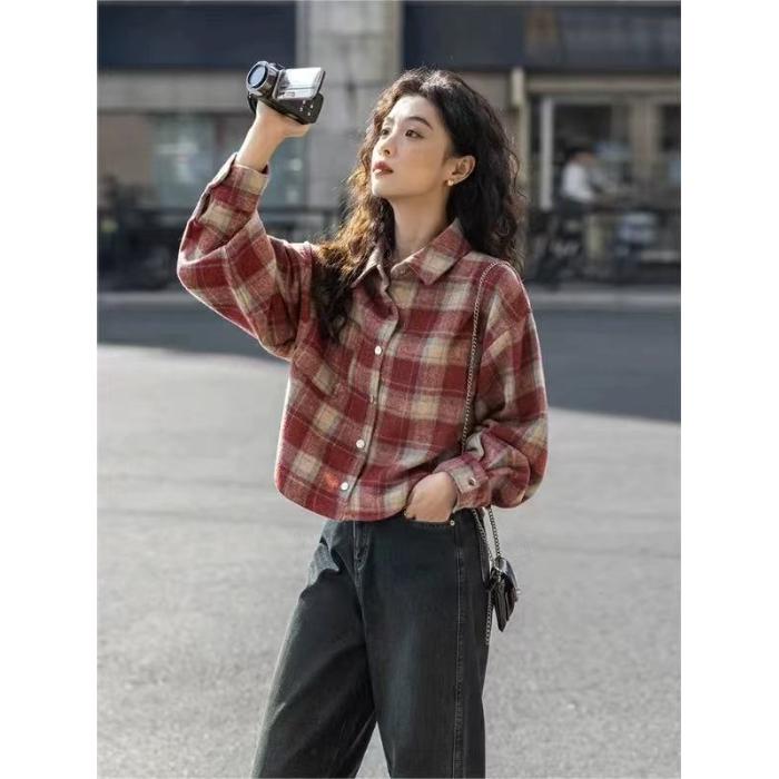 女士气质上衣叠穿内搭港味学院风设计感小众长袖上衣慵懒风衬衣潮