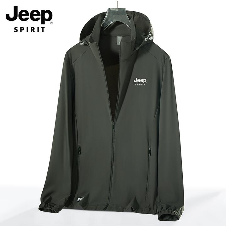 JEEPSPIRIT吉普夏季冰钛原纱防晒外套女户外透气防晒衣男士钓鱼服