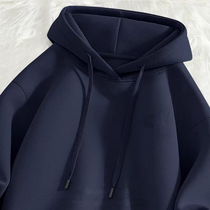 显白藏青色重磅情侣简约连帽卫衣藏蓝色宽松休闲帽衫外套女秋冬款