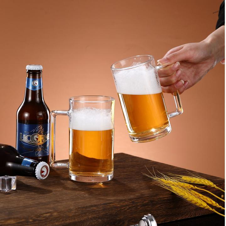 400ml网红简约轻奢透明玻璃水杯杯子啤酒杯家用大容量加厚爆款