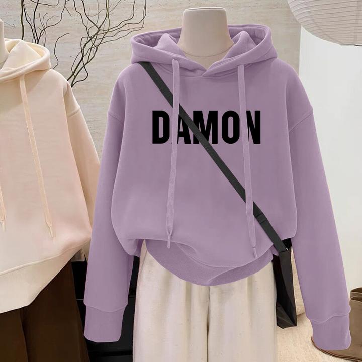 设计感小众秋冬新款2025加绒加厚套头连帽卫衣女短款宽松韩版外套