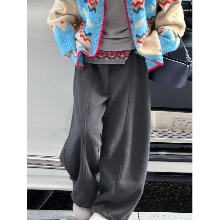 K30278费尔岛屁帘女童加绒弯刀休闲裤秋冬装新款2025儿童加厚裤子