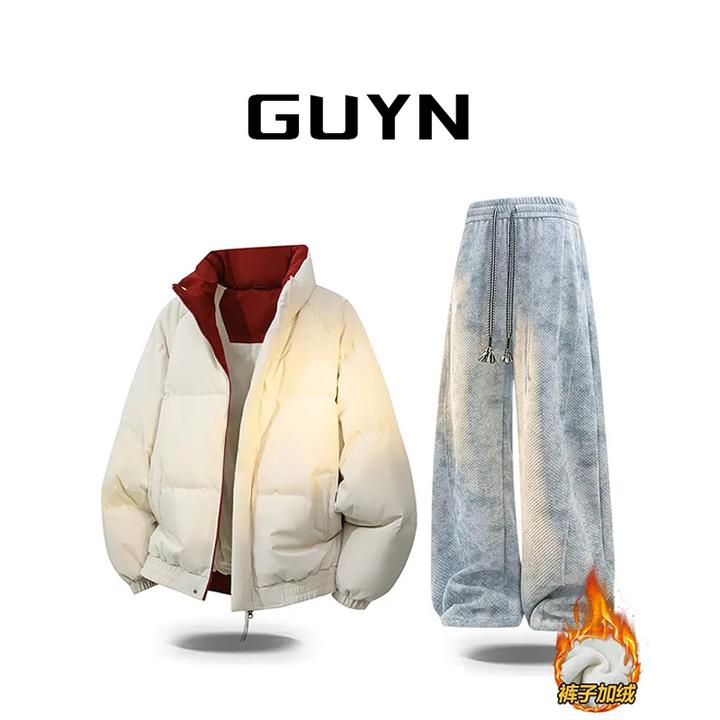 【品牌正品现货】GUYN加厚立领棉服男冬季潮牌加棉加厚保暖棉衣袄子