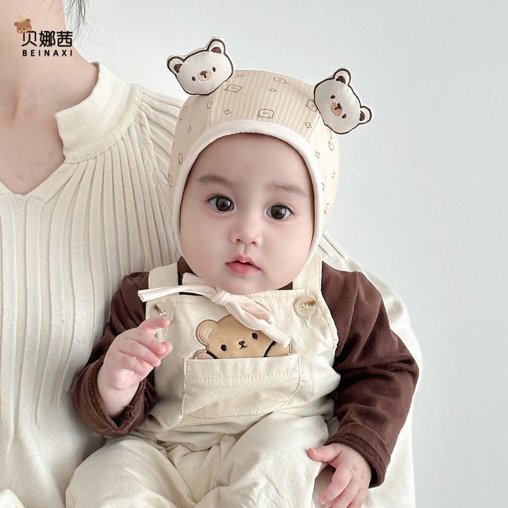 Beinaqian/贝娜茜婴儿帽子春秋季薄款宝宝男胎帽护耳帽婴幼儿冬季