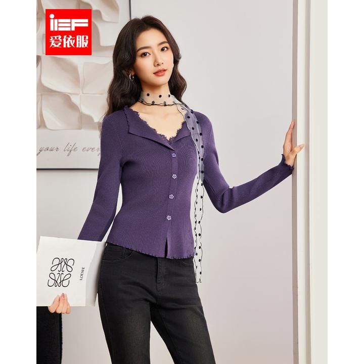 IEF/爱依服2025新款秋季温柔气质女人味设计感时尚毛针织上衣