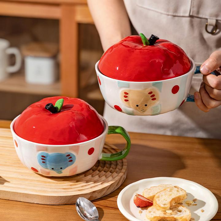 摩登主妇泡面碗带盖高颜值陶瓷碗个人专用上班早餐杯餐具方便面碗