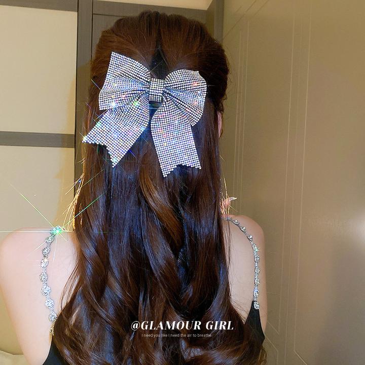 超仙满钻结弹簧夹网红发卡日韩甜美设计感盘发发夹小众通勤发饰女