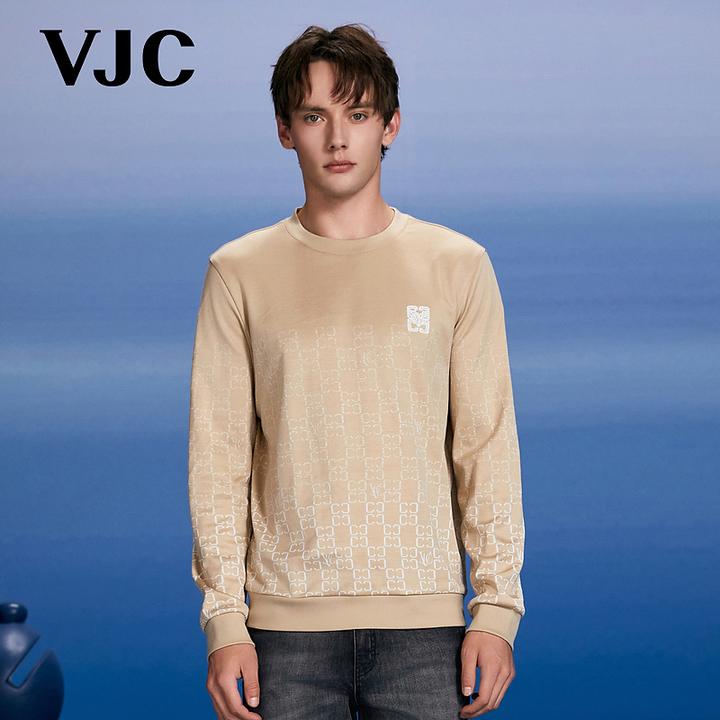 VJC/威杰思2025秋季新款男装时尚烫钻休闲长袖卫衣百搭B24CE1273