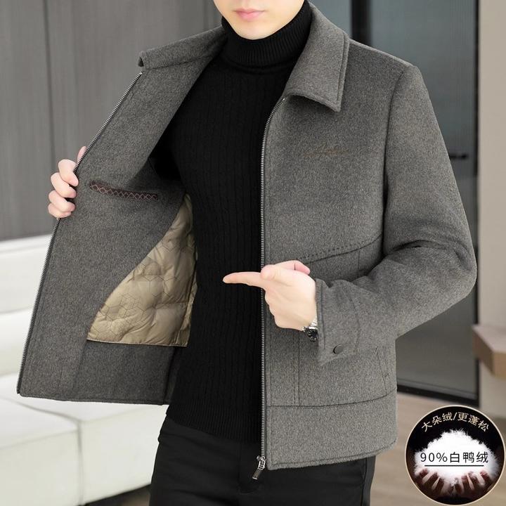 CQV双面呢羊毛外套男高端轻奢羽绒内搭毛呢大衣加绒加厚冬装夹克