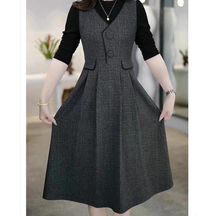 D8852时尚洋气长袖连衣裙女