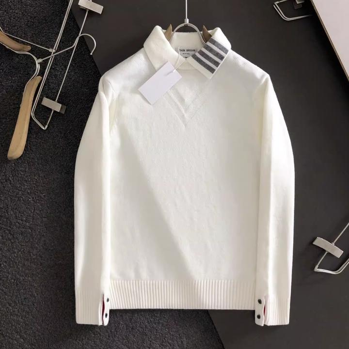 迪诺库克斯秋冬翻领套头毛衣男经典四杠长袖休闲打底针织衫高级感