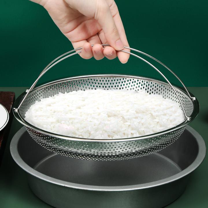 带提手蒸架多功能料理蒸笼不锈钢沥水篮米筛锅具蒸格厨房三角大号