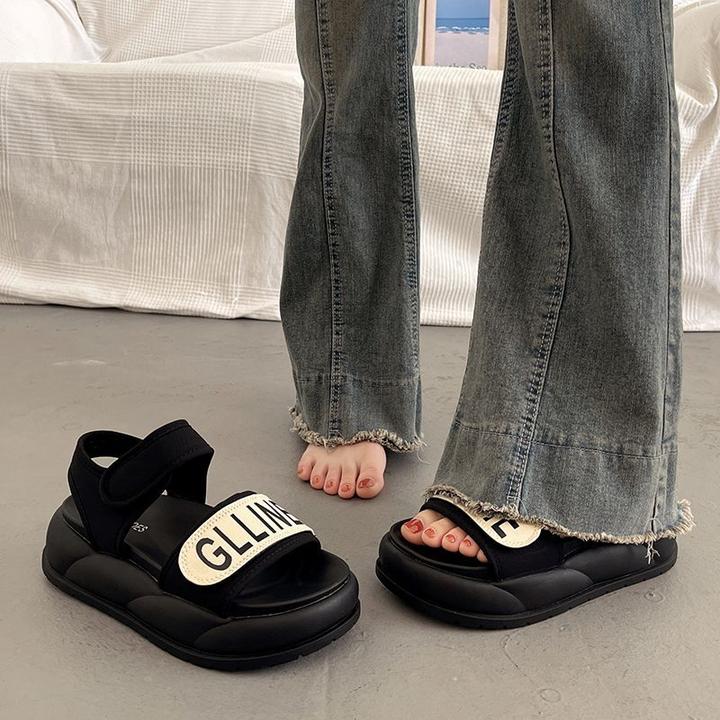 厚底运动凉鞋女夏季外穿高级感2024罗马凉鞋防滑平底增高凉拖鞋