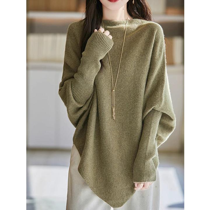 2025秋季新款慵懒风不规则斗篷上衣女蝙蝠衫设计感长袖针织衫毛衣