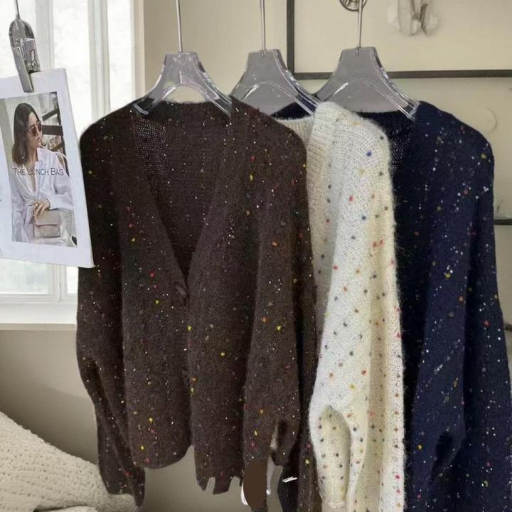 宽松薄款性感针织开衫网红宽松秋冬气质舒适痞帅炸街风女装