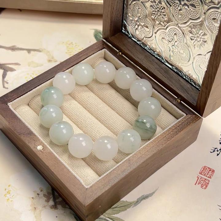 新疆纯天然金丝玉手串天山翠冰翠手链精美男女百搭冰透款