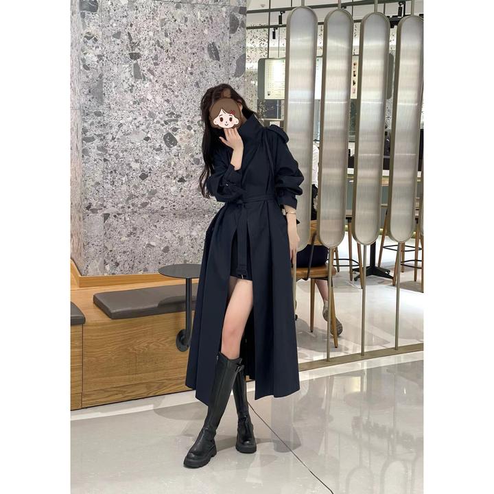 白鸭绒风衣外套女英伦风秋冬季新款羽绒服收腰宽松立领中长款大衣