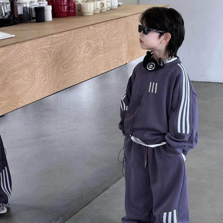 2025年春秋新款男童套装韩系帅气卫衣卫裤宝宝潮流休闲百搭两件套