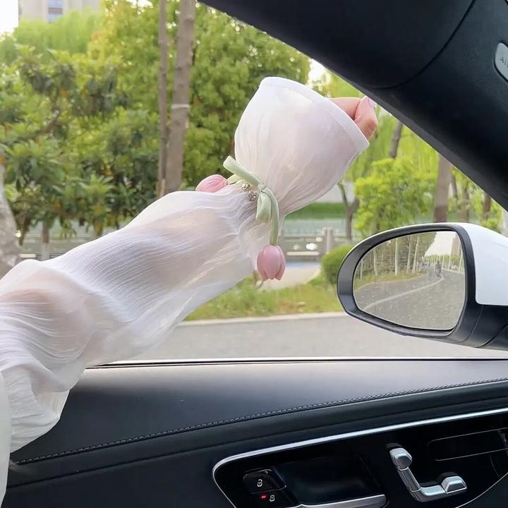 超仙女的郁金香冰袖！冰丝防晒袖套夏季防紫外线开车骑车宽松蕾丝