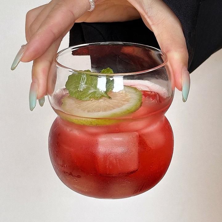 小众胖嘟嘟玻璃杯冰美式拿铁咖啡杯设计感饮料杯子牛奶杯气泡水杯