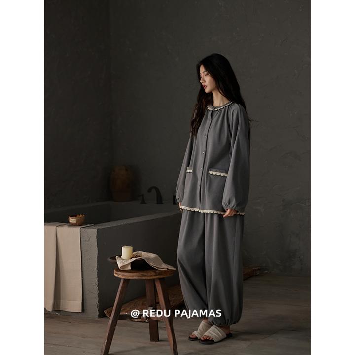 热妒德绒睡衣女秋冬季家居服长袖长裤高级感套装加厚保暖2025新款