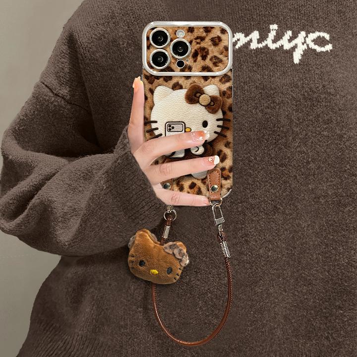 比耶KT猫适用苹果17华为vivo/oppo小米iPhone16大视窗贴皮手机壳