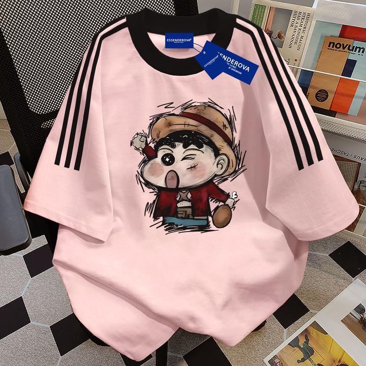 100%纯棉日系设计感卡通圆领短袖t恤男女夏季宽松潮牌情侣上衣ins