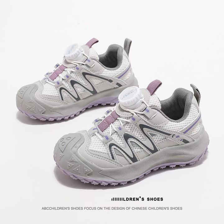 童鞋女童运动鞋秋季防滑鞋子2025新款轻便耐磨儿童老爹纽扣跑步鞋