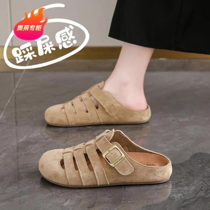 【奥莱专柜】女鞋平底勃肯鞋2025夏季新款小码35轻女平底包头拖鞋
