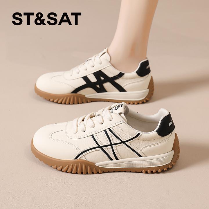 星期六德训鞋女2025秋季新款软底休闲鞋运动阿甘复古平底小白鞋子