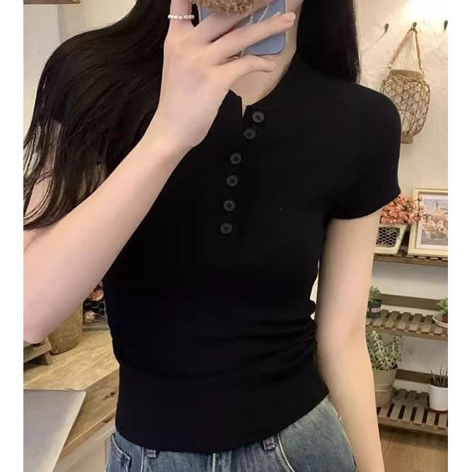 92%棉+8%氨纶 美式辣妹正肩短袖t恤女夏季新款修身短款上衣P930