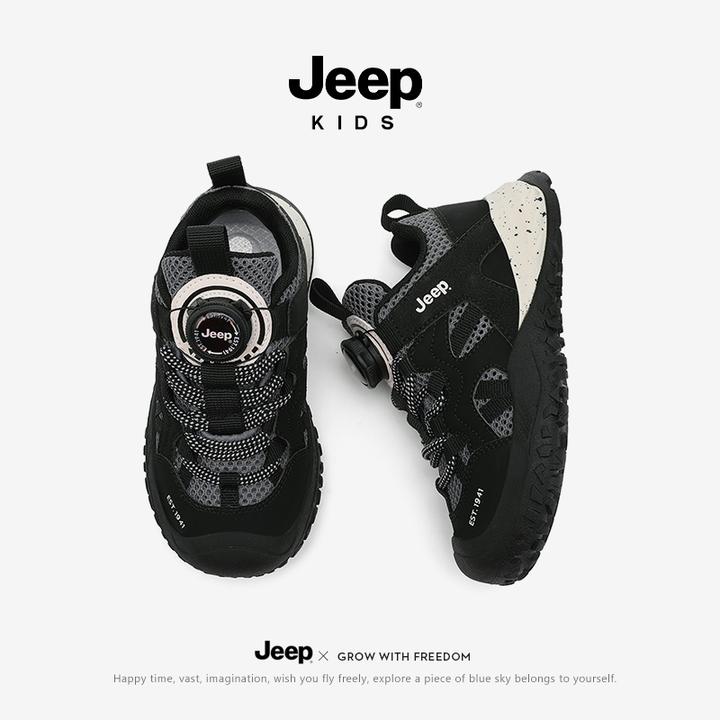 jeep儿童运动鞋男童2025新款夏季透气网面鞋子女童软底防滑跑步鞋