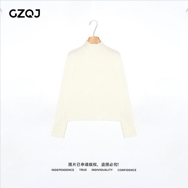 老琴私服【絮语领结】绵羊毛甜美冬款木耳边半高领针织衫女 36323