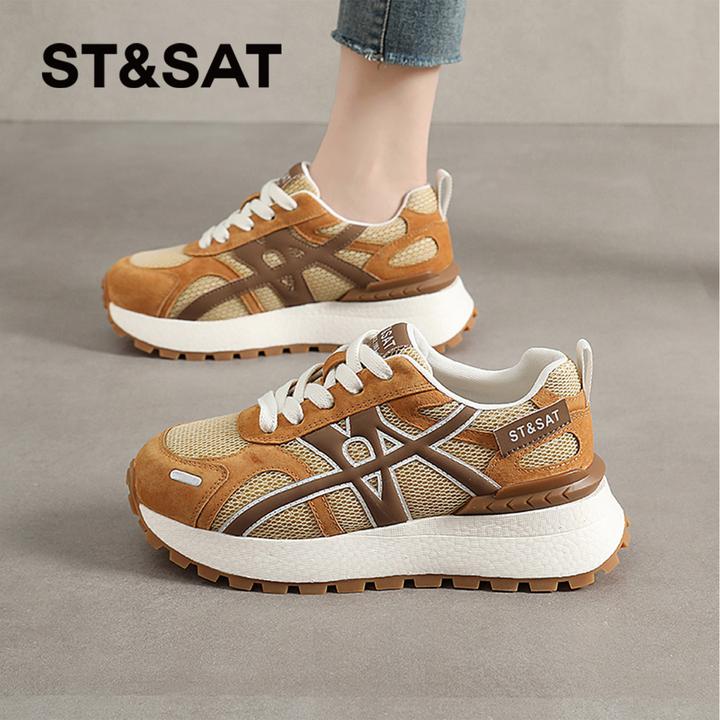 星期六美式阿甘鞋女士2025秋季新款透气网面鞋复古时尚运动德训鞋