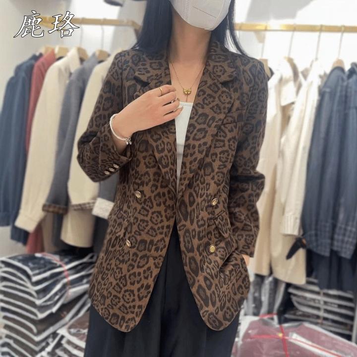高级豹纹西装外套女2025秋季新款设计感宽松显瘦休闲百搭西服上衣