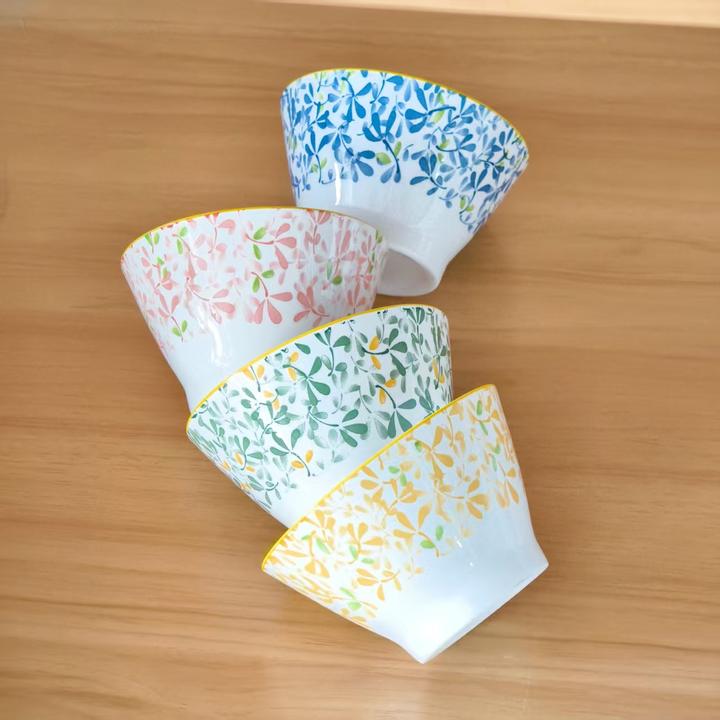 拍一发四【西藏包邮】5英寸四季繁花斗笠碗分餐碗米饭碗釉下彩四季