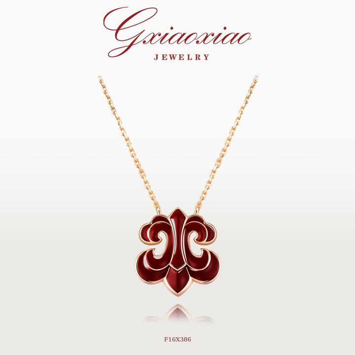 G XIAOXIAO 925银【赤蔷金卷】气质高级感百搭鸢尾花项链 F16X386