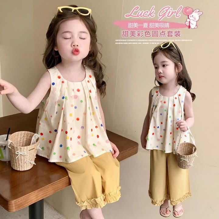 女童韩系套装夏季2025新款宝宝背心阔腿裤夏时髦两件套小女孩时髦