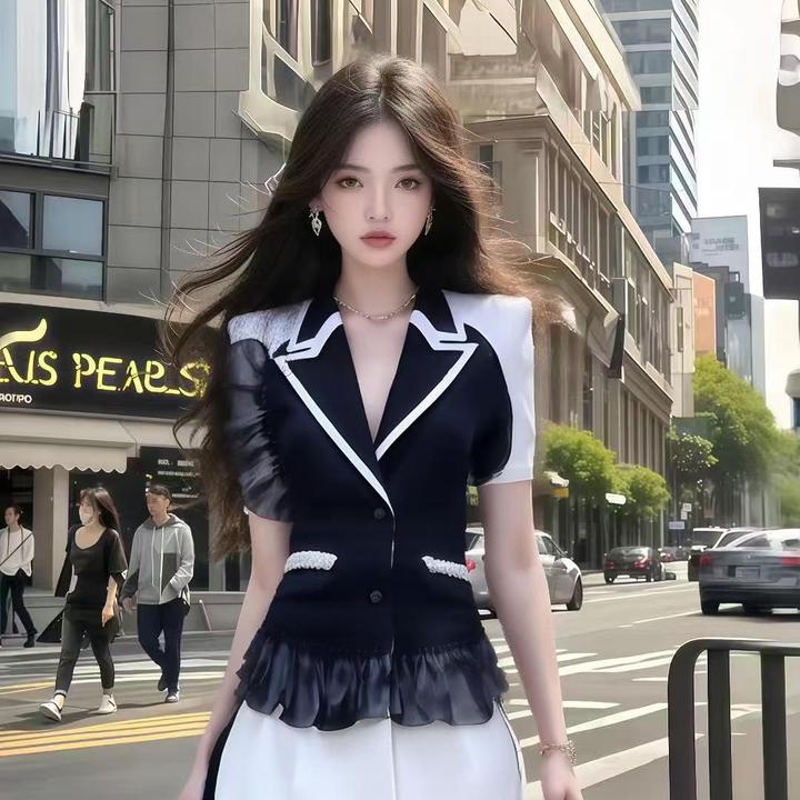 【现货】时尚新款通勤风气质穿搭V领短袖设计感连衣裙女小众氛围感