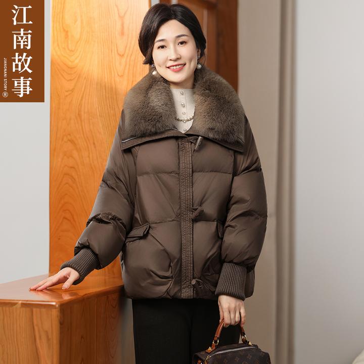 江南故事妈妈装显瘦宽松气质狐狸毛领羽绒服鹅绒时尚冬季保暖外套