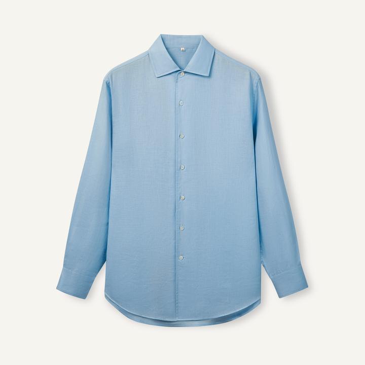 火爆亚麻意式温莎领衬衫男长袖商务垂感轻熟风男装老钱风宽松款