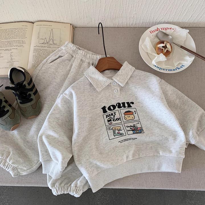 【实体品质】儿童新款卫衣套装棉质韩版POLO衫俩件套休闲男女童