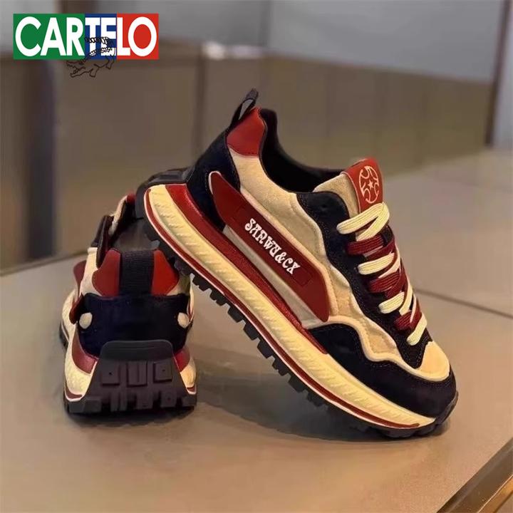 卡帝乐鳄鱼男鞋夏季高级感潮牌小众休闲板鞋运动厚底增高老爹潮鞋