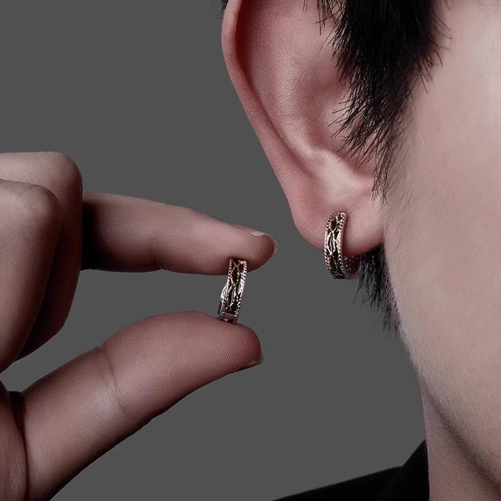 足银耳饰 耳环男时尚高级感小众耳圈潮流百搭养耳洞耳饰个性耳扣